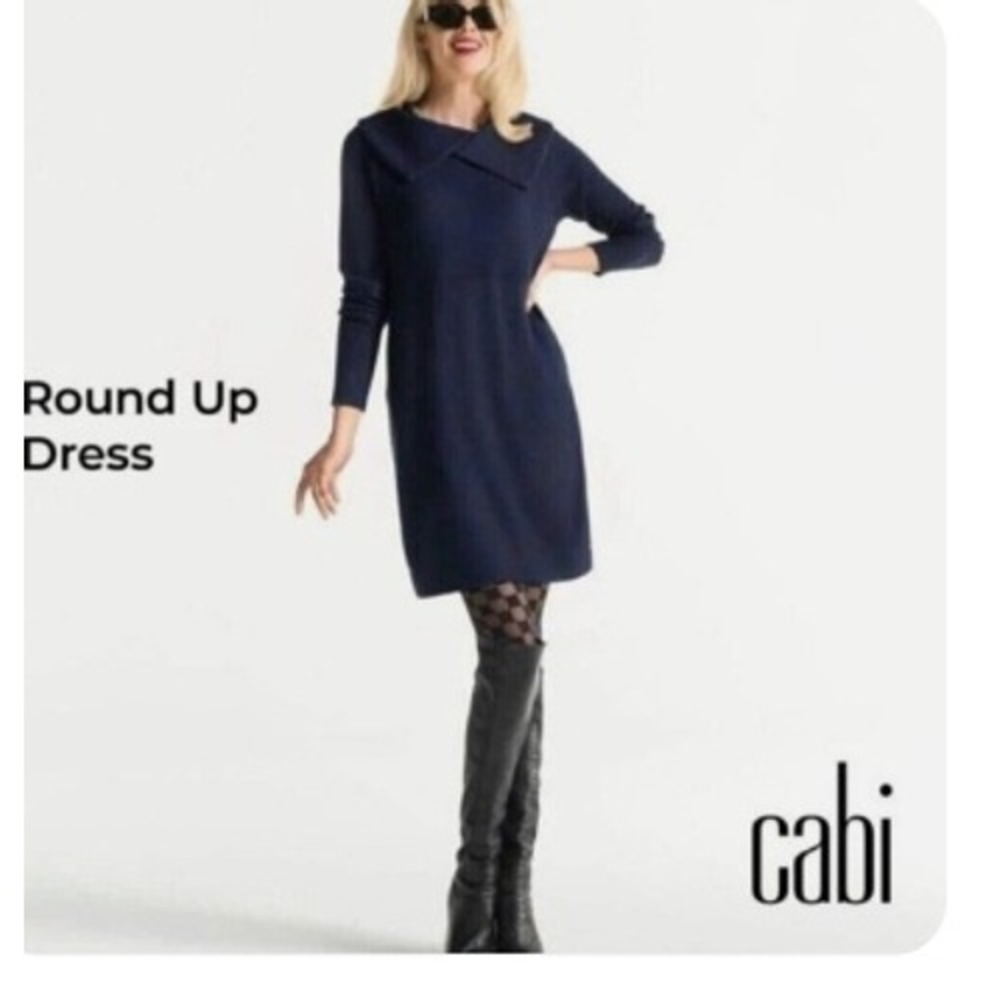 Cabi Round Up Dress Navy XL Western Collar Long Sleeve Tunic Style - Picture 6 of 6